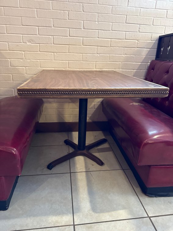 Wooden Table with Metal Pedestal Base 36 inches square