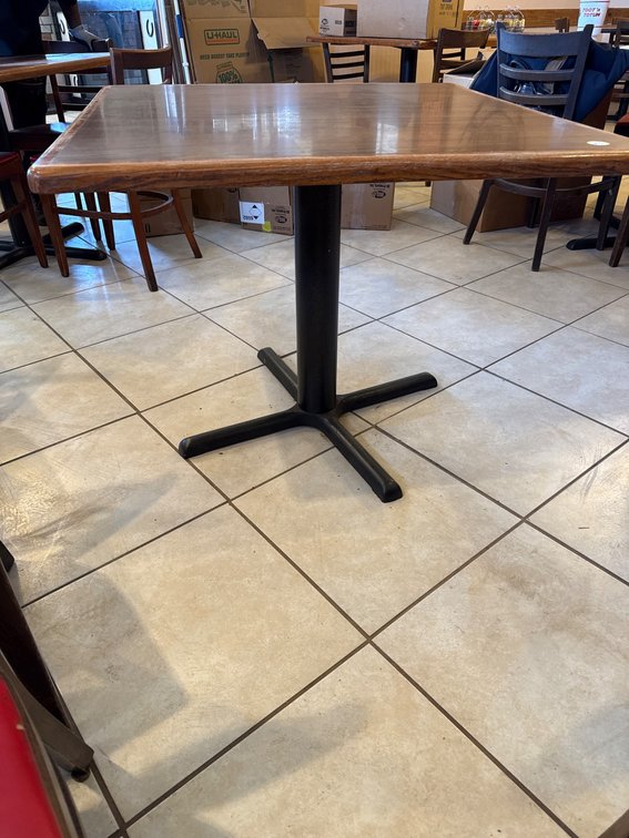 Square Wood Top Table with Black Metal Base 36 inches square