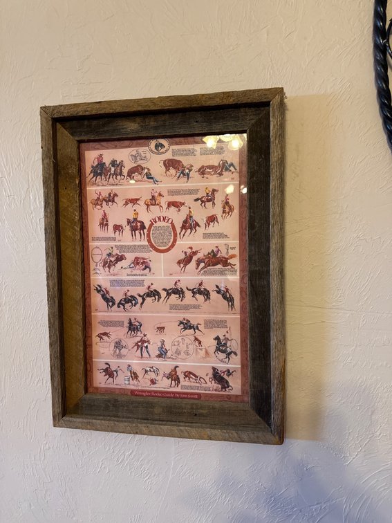 Framed Rodeo-Themed Print with Rustic Wooden Frame