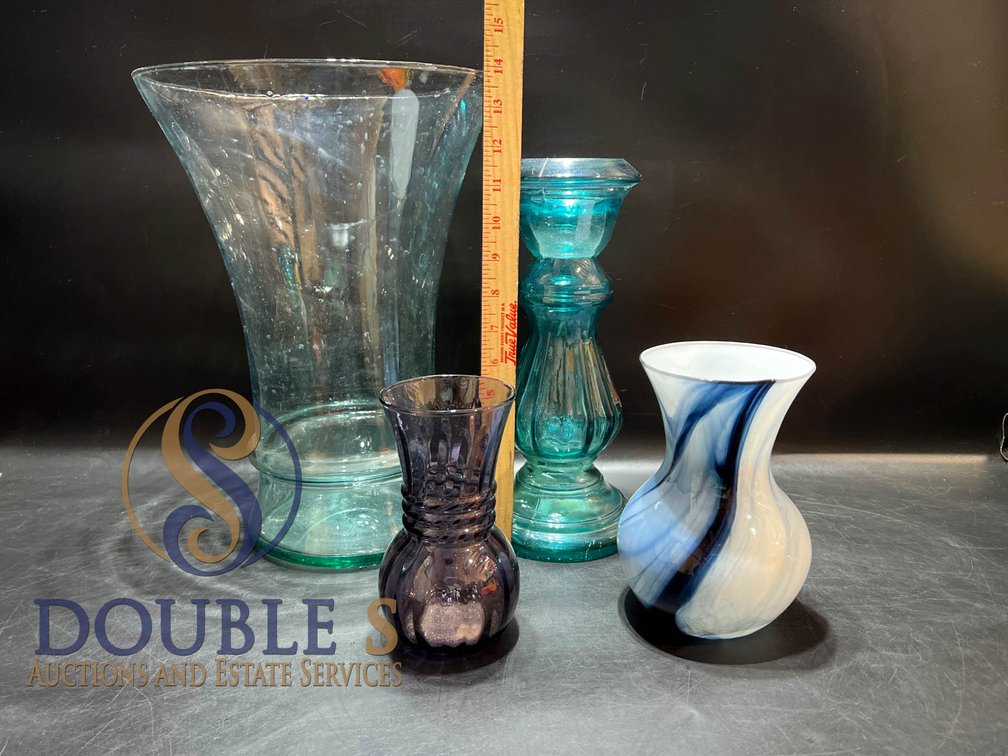 Four Glass Vessels in Varied Styles and Colors