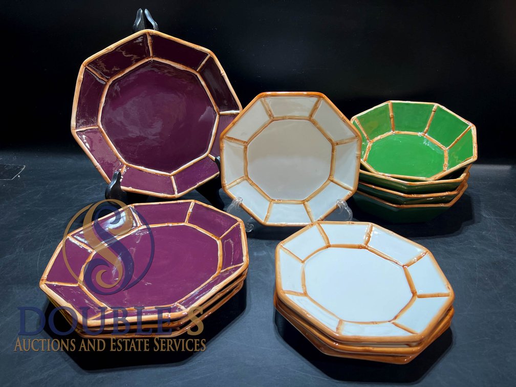 4 Dinner Plates, 4 Dessert Plates, and 4 Bowls with Octagonal Design