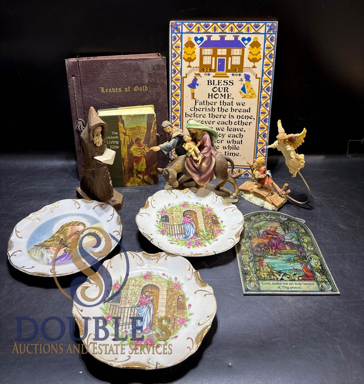 Religious-Themed Decorative Items and Two Books