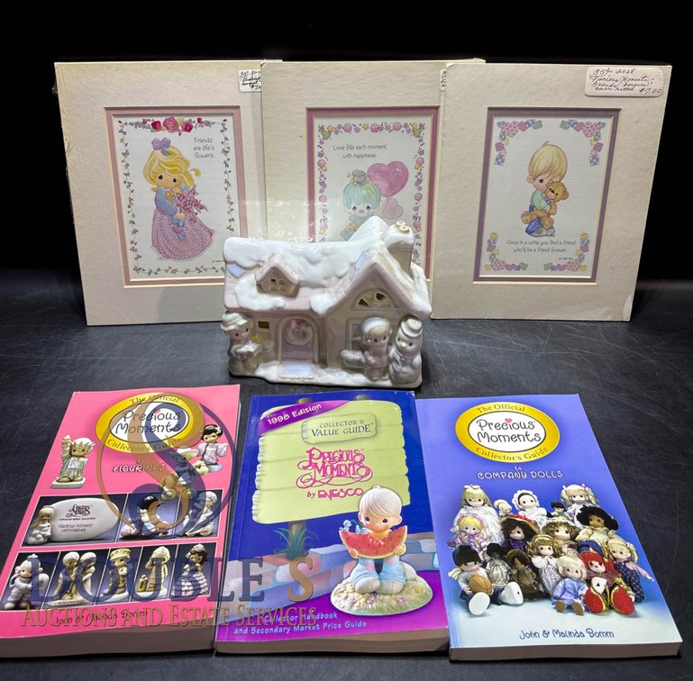 Precious Moments Collectibles Lot with Figurines, Art Prints, and Guides