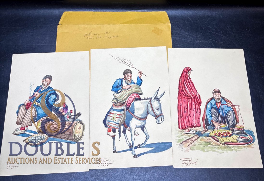 Three Watercolor Paintings Signed 'Teheran, Tazarian, 1951'