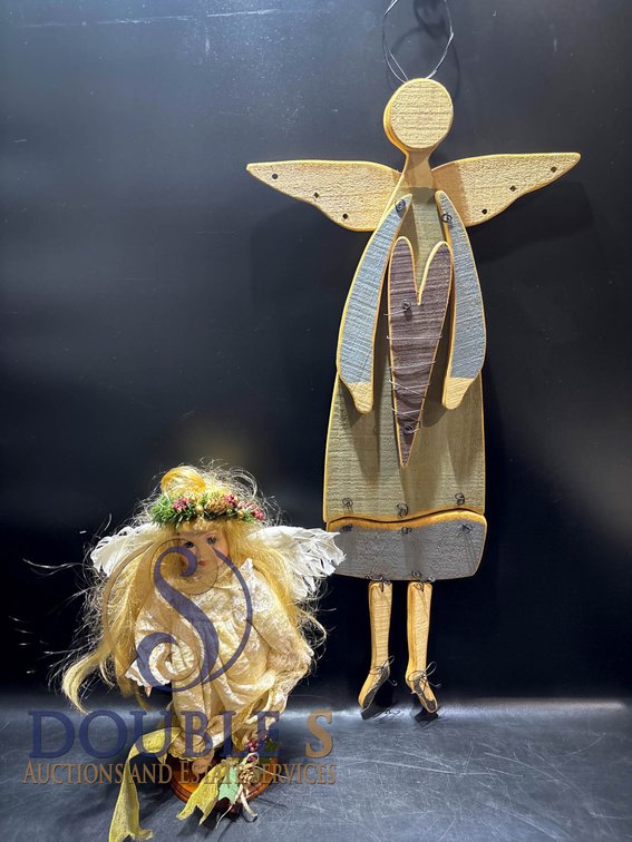 Two Angel-Themed Decorative Figures: Doll and Wall Hanging