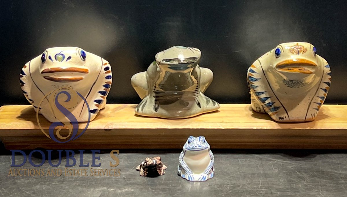 Five Ceramic and Mixed Material Frog Figures