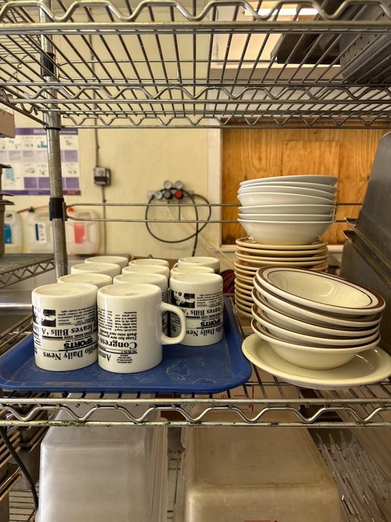 Ceramic Mugs and Dishware with Printed Mugs and Assorted Plates