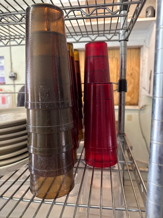 30 Stackable Red and Amber Plastic Drinkware Cups