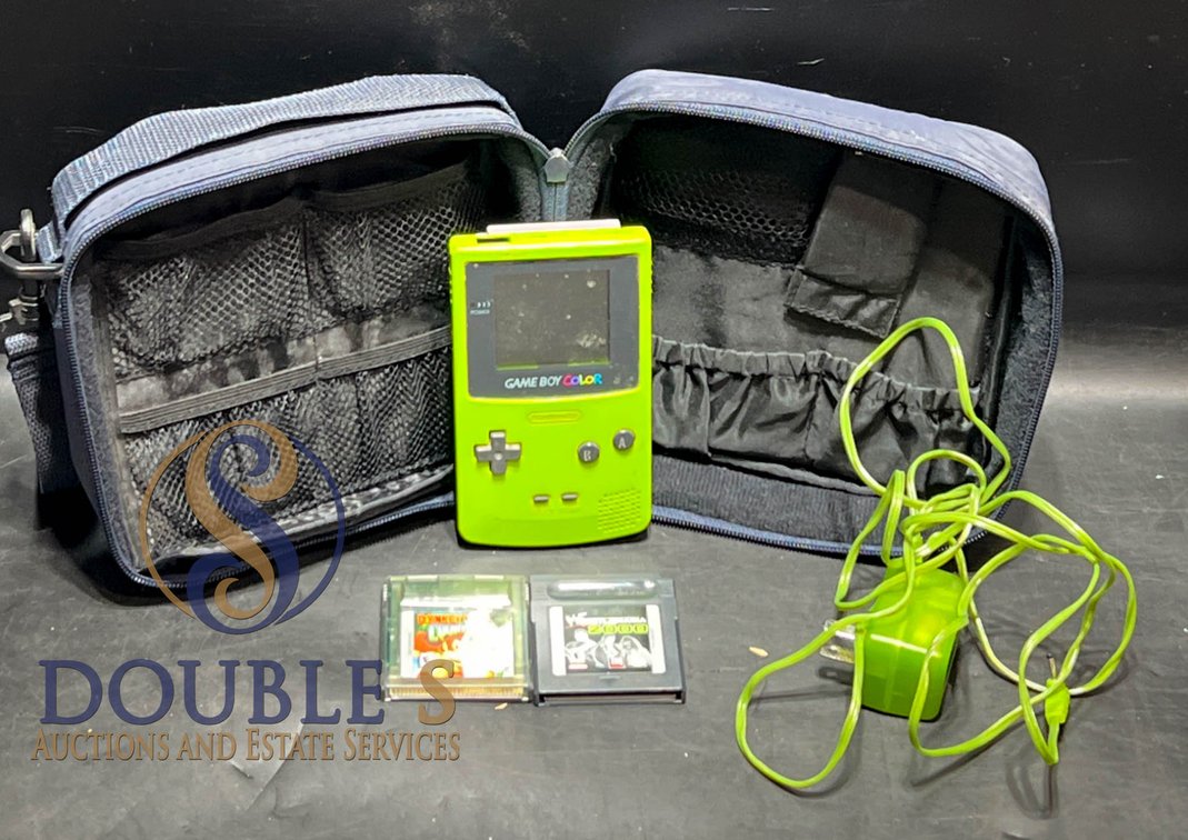 Nintendo Game Boy Color Lime Green With Case, Charger, and 2 Games