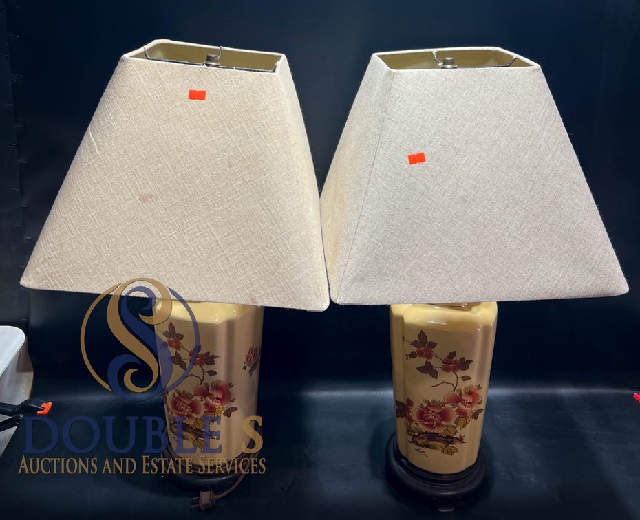 27-Inch Decorative Table Lamps with Floral Design