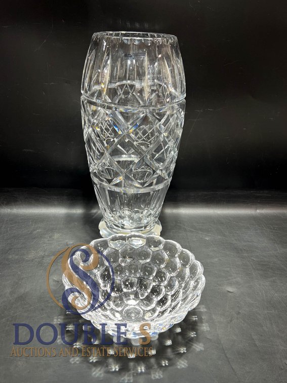 Crystal Vase and Bowl Set with Etched Marking