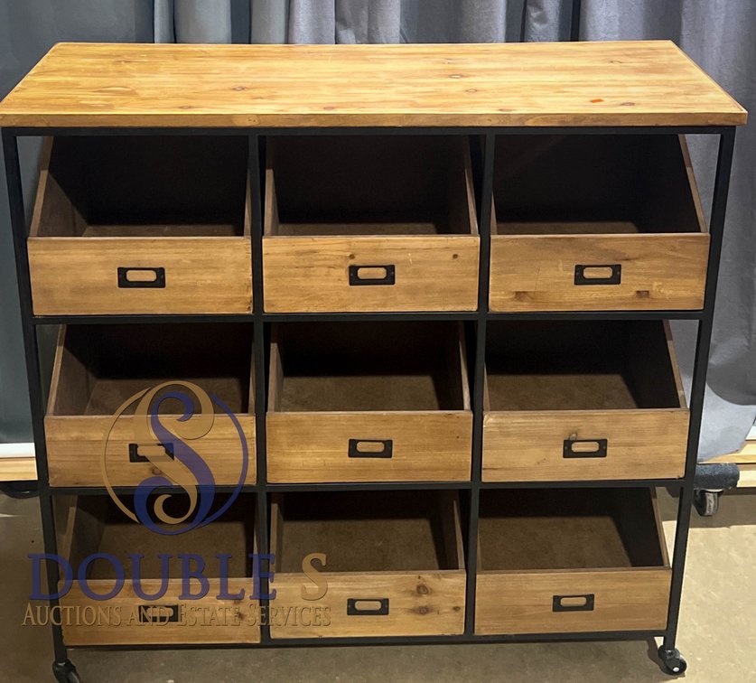 Industrial Storage Unit with 12 Wood Bins