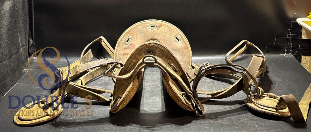 Horse Saddle with Leather Straps and Metal Components