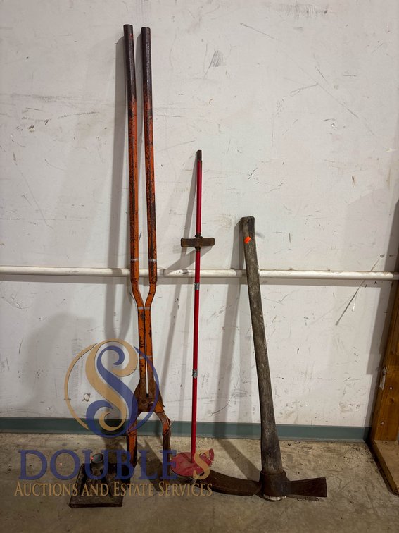 Heavy-Duty Manual Tools Including Post Hole Digger and Auger
