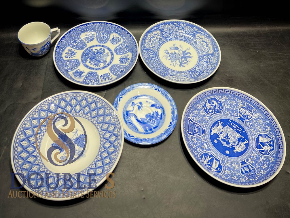 Blue and White Fine Porcelain Plates and Cup by Teleflora, Made in Japan