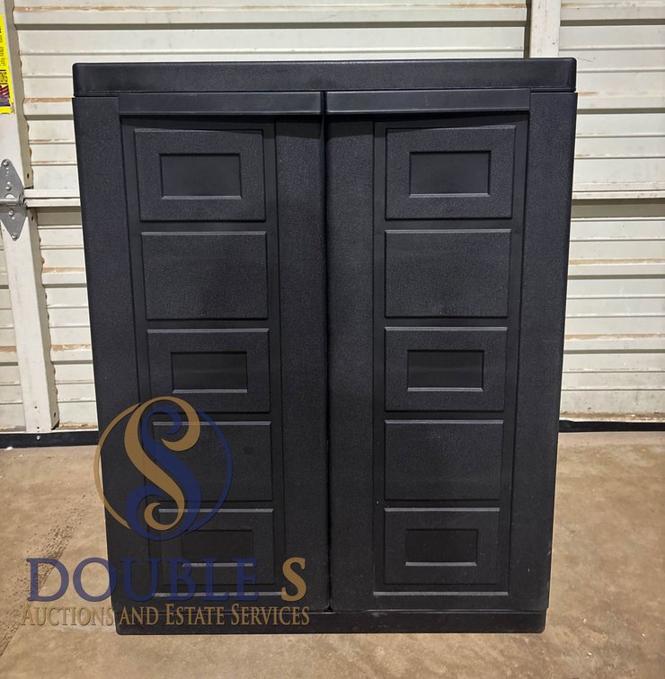 Plastic Storage Cabinet With Shelves, Black, L=17” W=27” H=34.5”