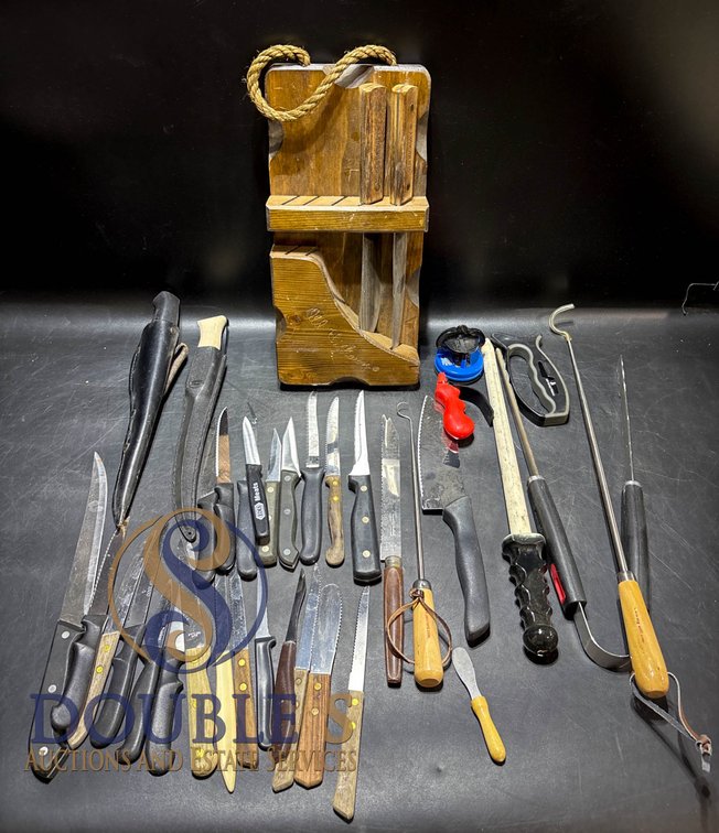 Knives, Utensils, and Knife Block with Accessories