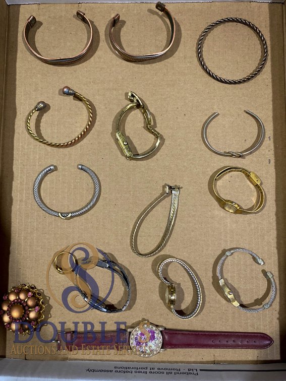 Metal Bracelets, Watches, Ring, and Brooch