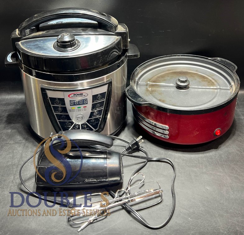 Power Pressure Cooker XL, Retro Series Crock-Pot, and Sunbeam Hand Mixer