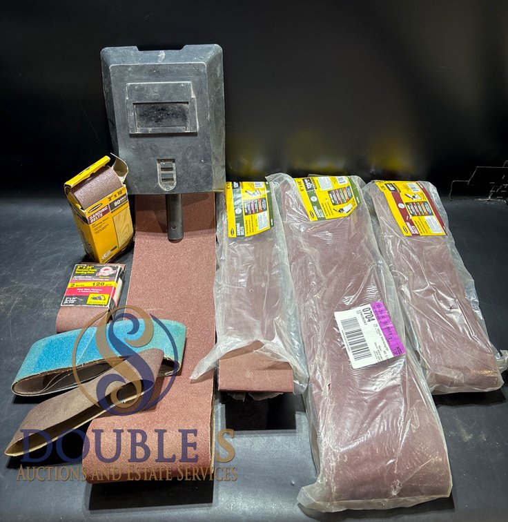 Chicago Electric Faceshield and Assorted Sanding Belts, Various Sizes and Grits