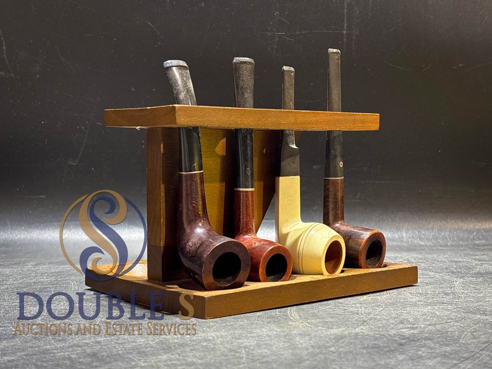 Wood Tobacco Pipes with Display Rack, Including Kaywoodie and Yello-Bole