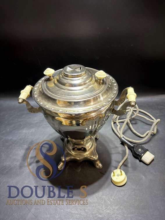 Electric Samovar with Metal Body and Bakelite Handles, Mid-20th Century