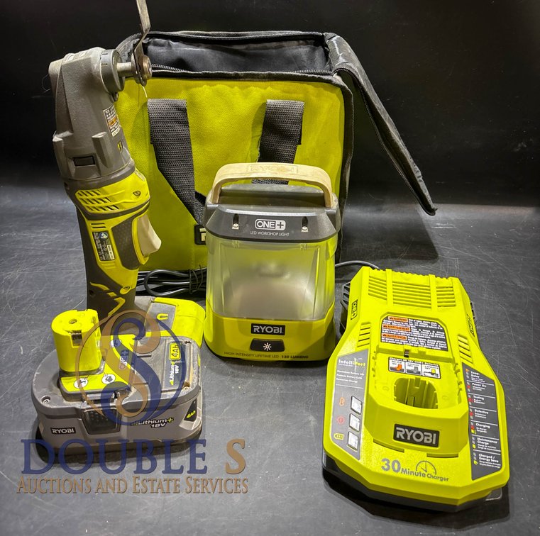 Ryobi ONE+ 18V Power Tool Set with Charger, Battery, Lantern, and Bag