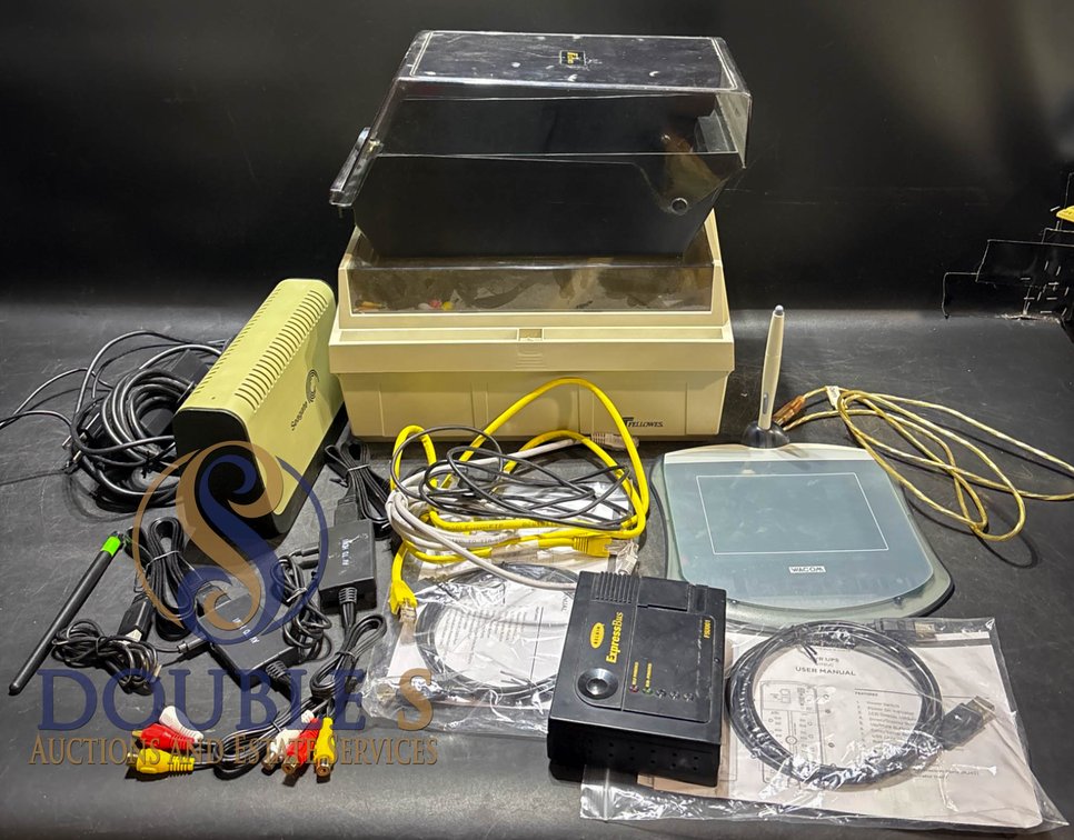 Office Electronics Including Fellowes Document Box, Wacom Tablet, and Accessories
