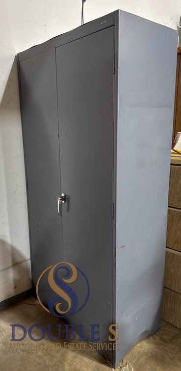 Gray Metal Storage Cabinet with Adjustable Shelves, 72 x 17 x 36 Inches