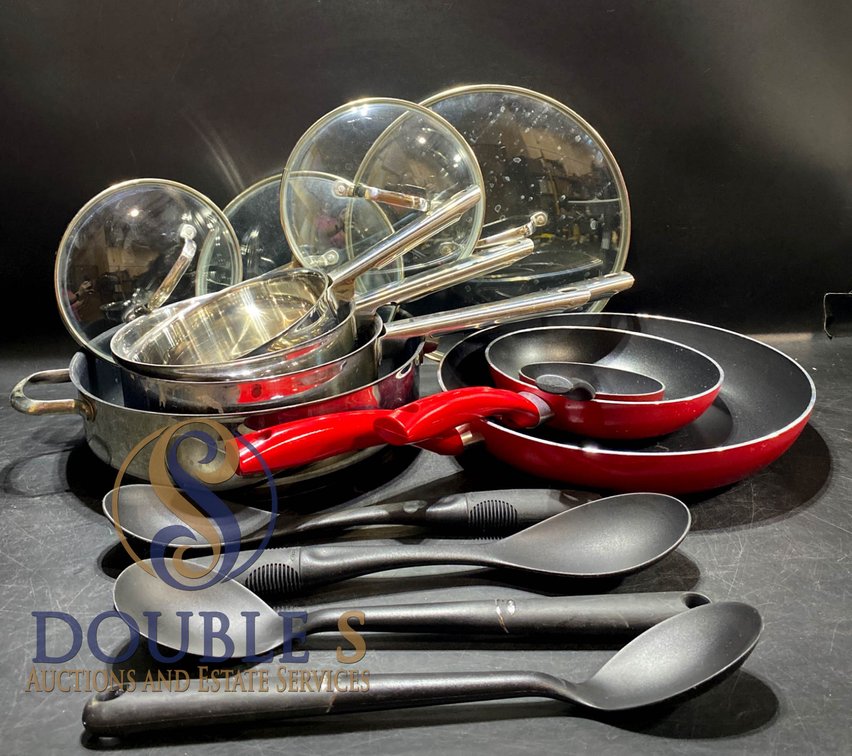 Cookware and Utensil Set with Stainless Steel and Nonstick Pans