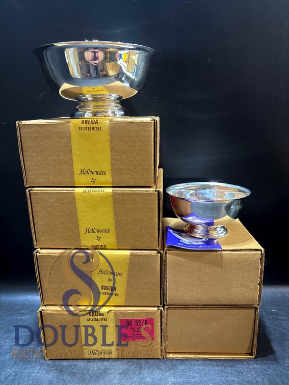 Five Large and Two Small Silver-Plated Bowls by Sheridan and Oneida
