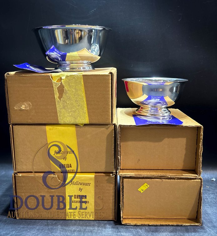 Five Oneida Paul Revere Silverplate Bowls with Original Boxes