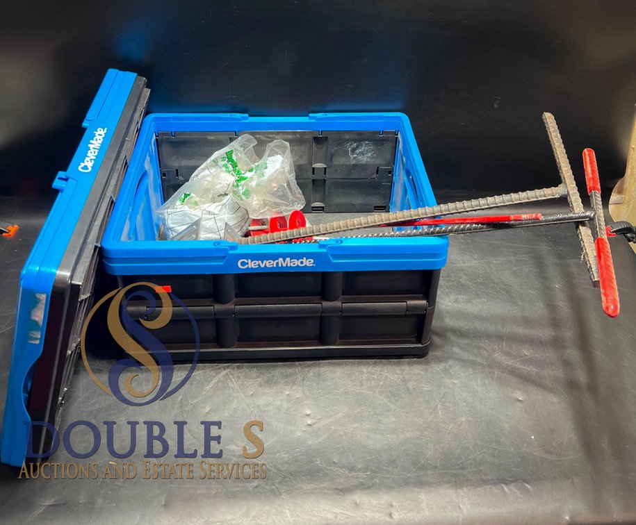 CleverMade Collapsible Storage Bin with Assorted Tools, Fasteners, and Accessories