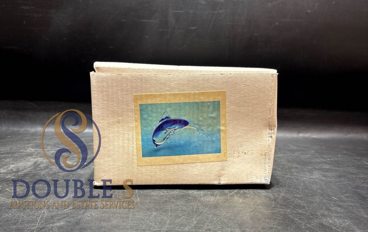 Handcrafted Blue and Clear Glass Dolphin Figurine