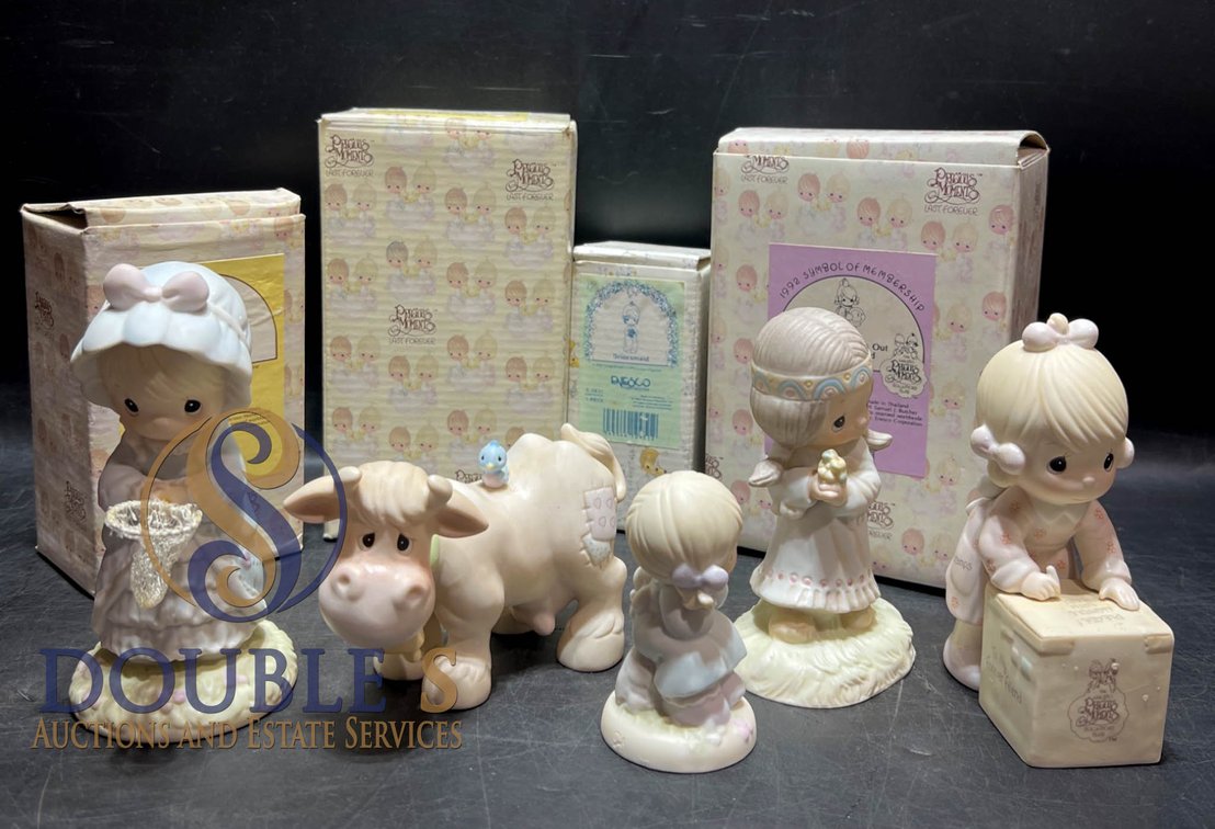 8 Precious Moments Porcelain Figurines with Boxes