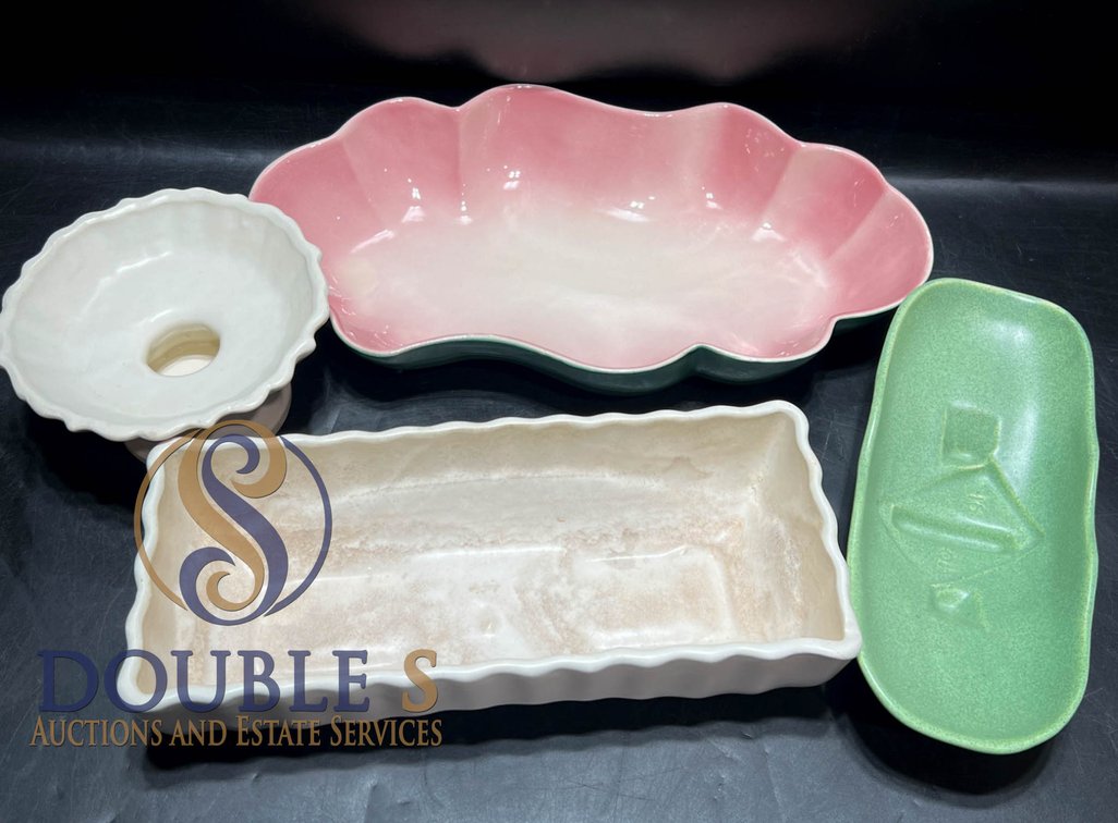 Four American Ceramic Planters and Bowls by Maddux, McCoy, Hull, and Gonder