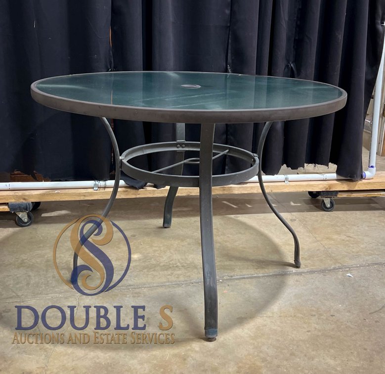 Round Glass Patio Table with Metal Frame, 42-Inch Diameter