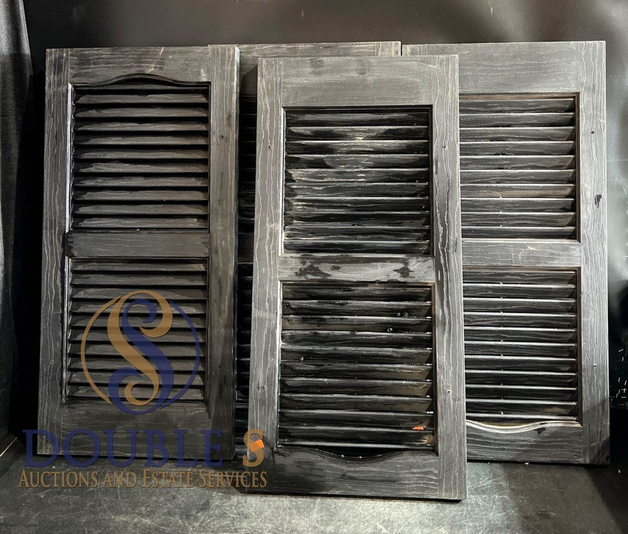Black Wooden Louvered Shutters, 29 x 14 Inches Each