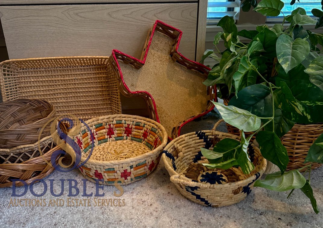 Woven Baskets and Texas-Shaped Tray