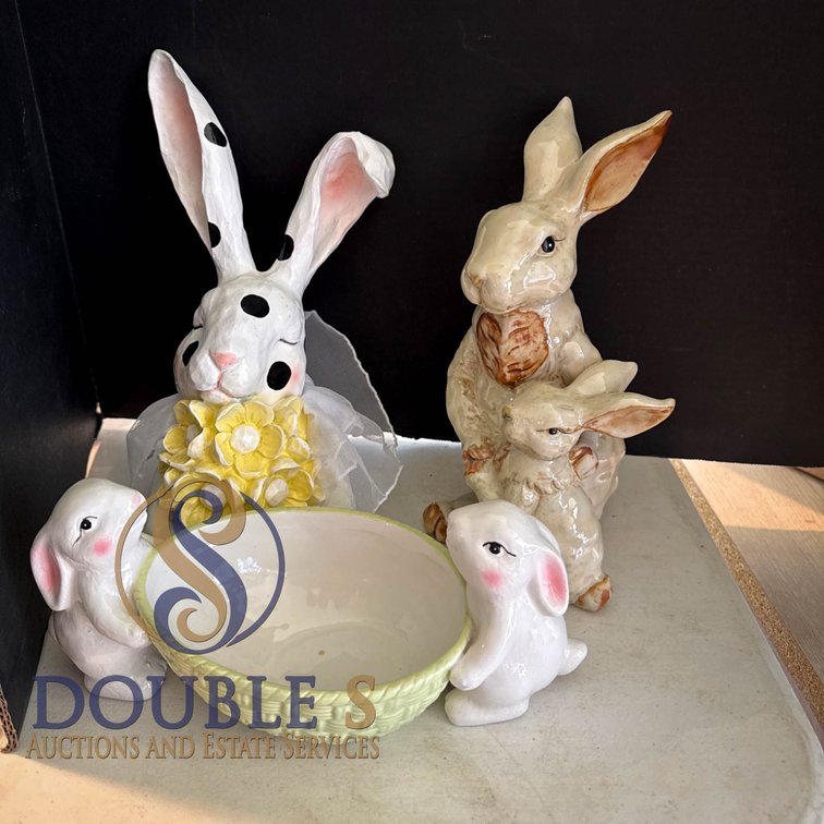 Medium Rabbit Figurines and Bowl Collection