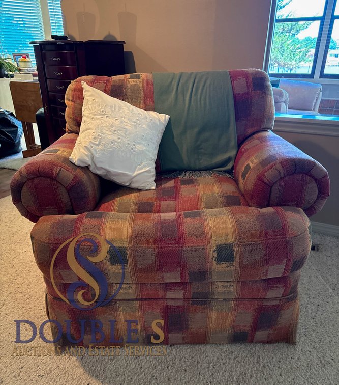 Thomasville Upholstered Armchair with Multicolored Geometric Pattern