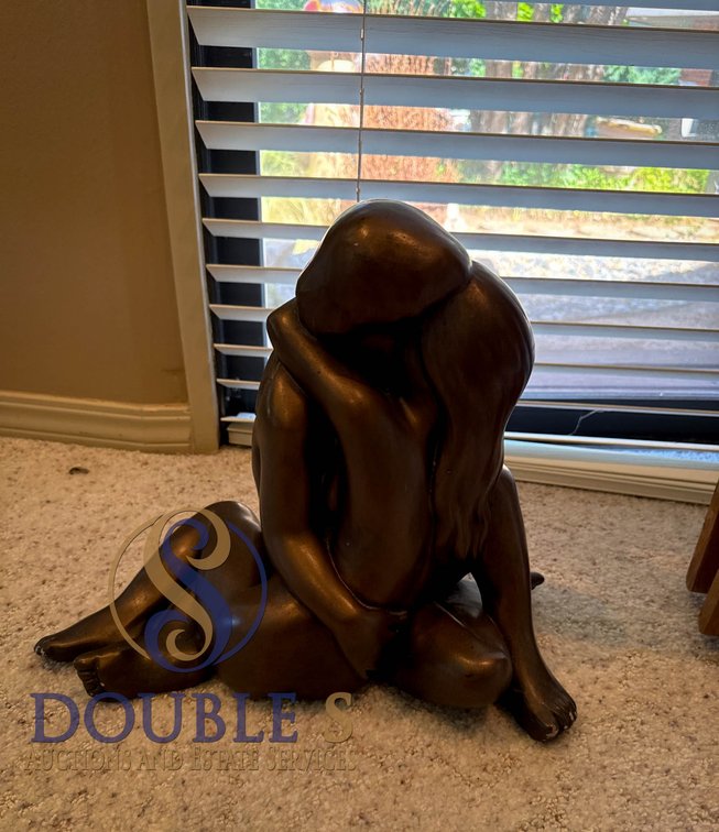 Bronze Colored Ceramic Sculpture of Embracing Figures by Leonard J. Craske