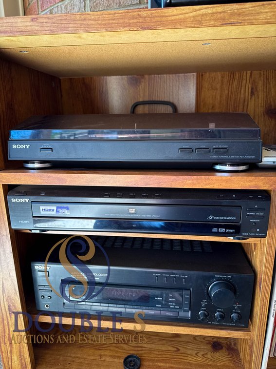Sony Turntable System, DVD Disc Player, Audio/Video Control Receiver, and Acoustic Audio Speakers