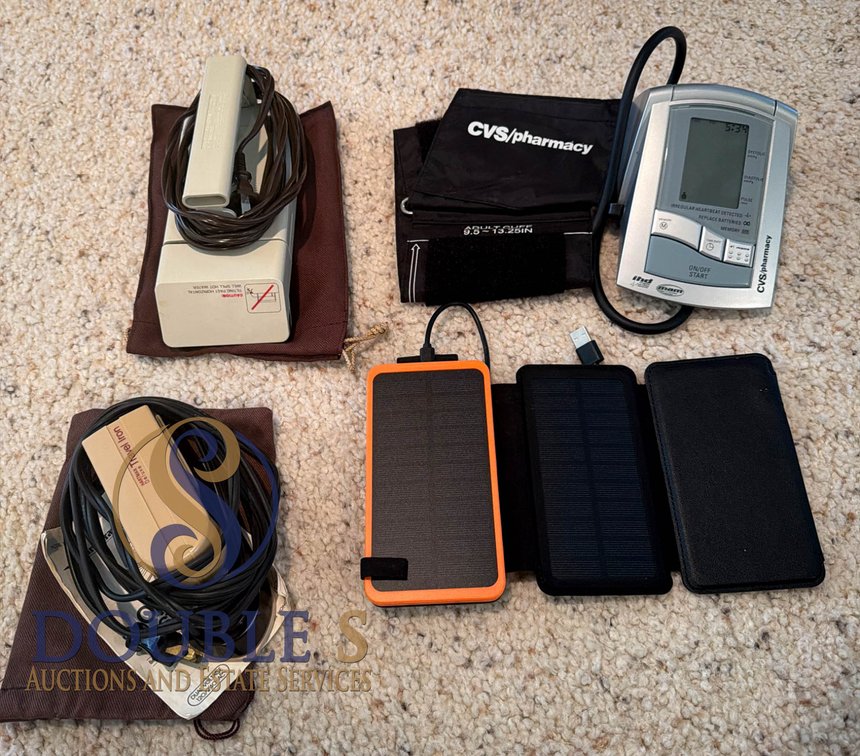 Miscellaneous Electronics Including CVS Monitor, Solar Chargers, Travel Irons