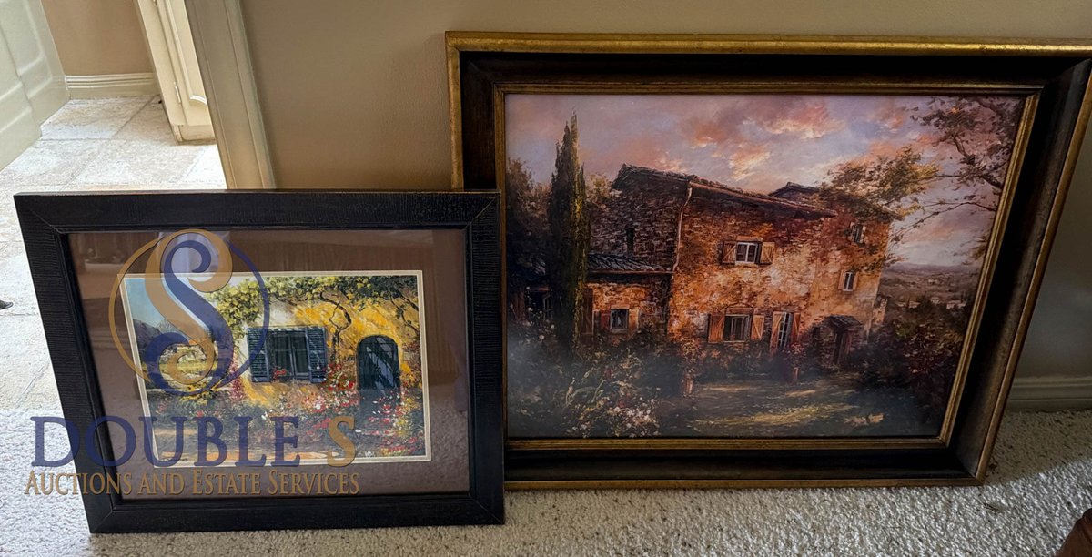 Two Framed Landscape Artworks, 34x28 Inches and 24.5x22 Inches