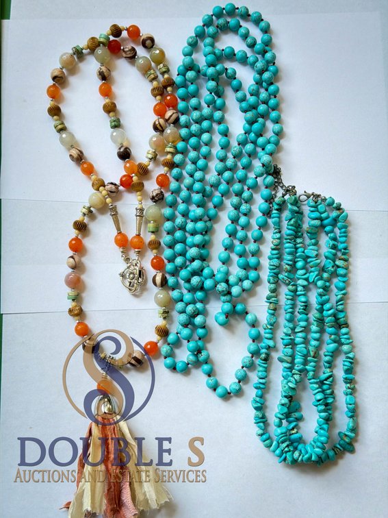 Bead Necklaces, Including Howlite Turquoise and Agate Beads
