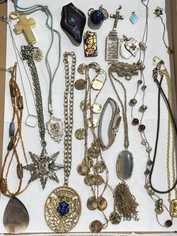 Various Necklaces and Pendants in Mixed Materials