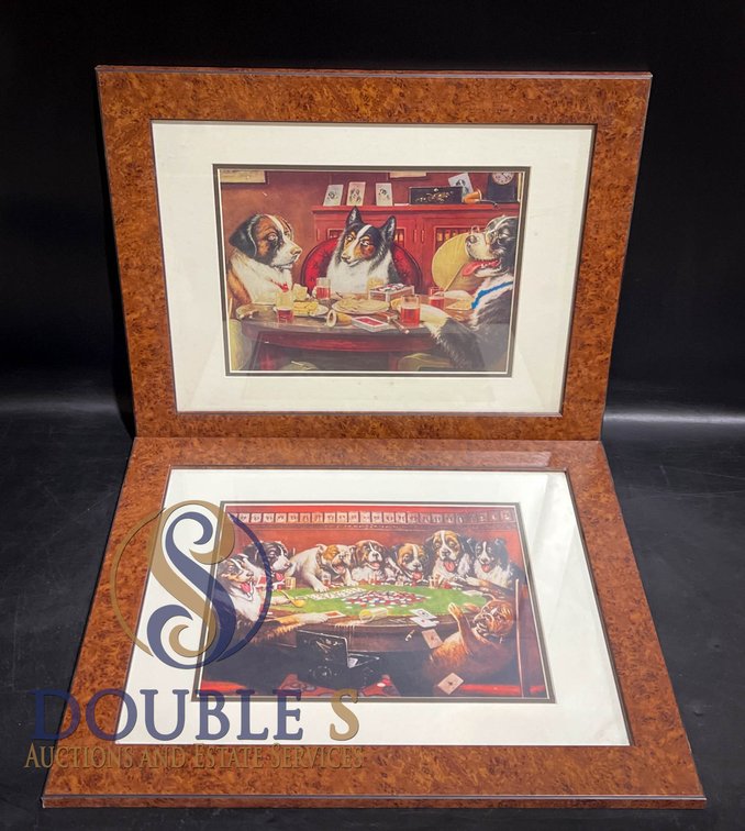Two Framed 'Dogs Playing Poker' Prints, Each 17.5 x 21.5 Inches