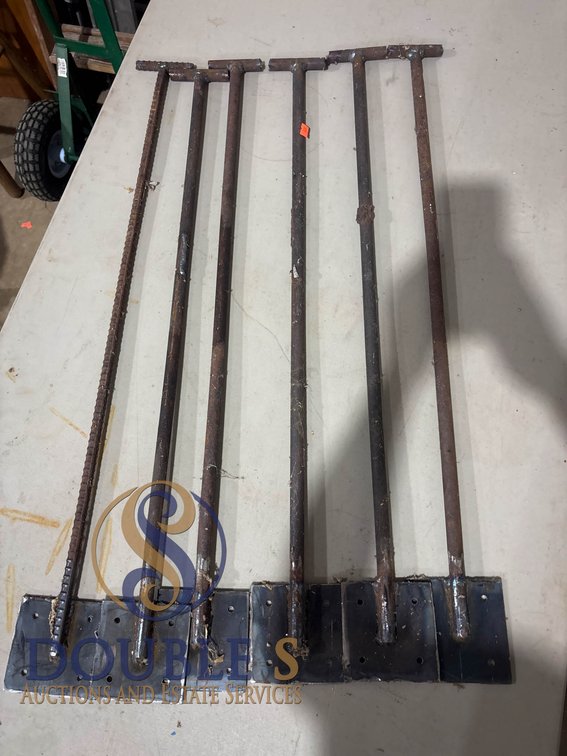 6 Steel Reinforcement Rods with Welded Plates, Each Measuring 34 Inches