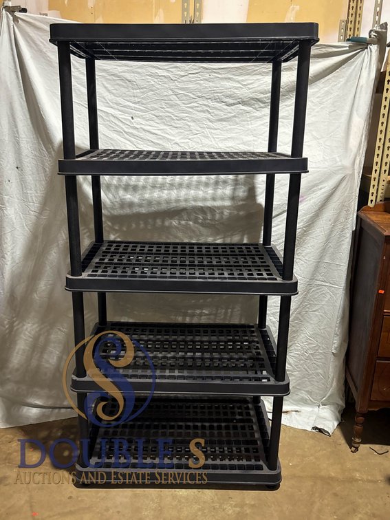 Black Plastic Freestanding Shelving Unit with Five Tiers